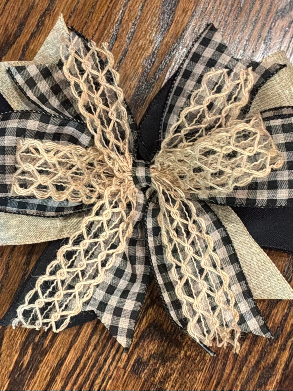Black & Natural Holiday Bow Accent by